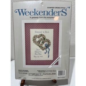 Vintage Weekenders Counted Cross Stitch Kit Heart Entwined #02767 Finished 5"x7"